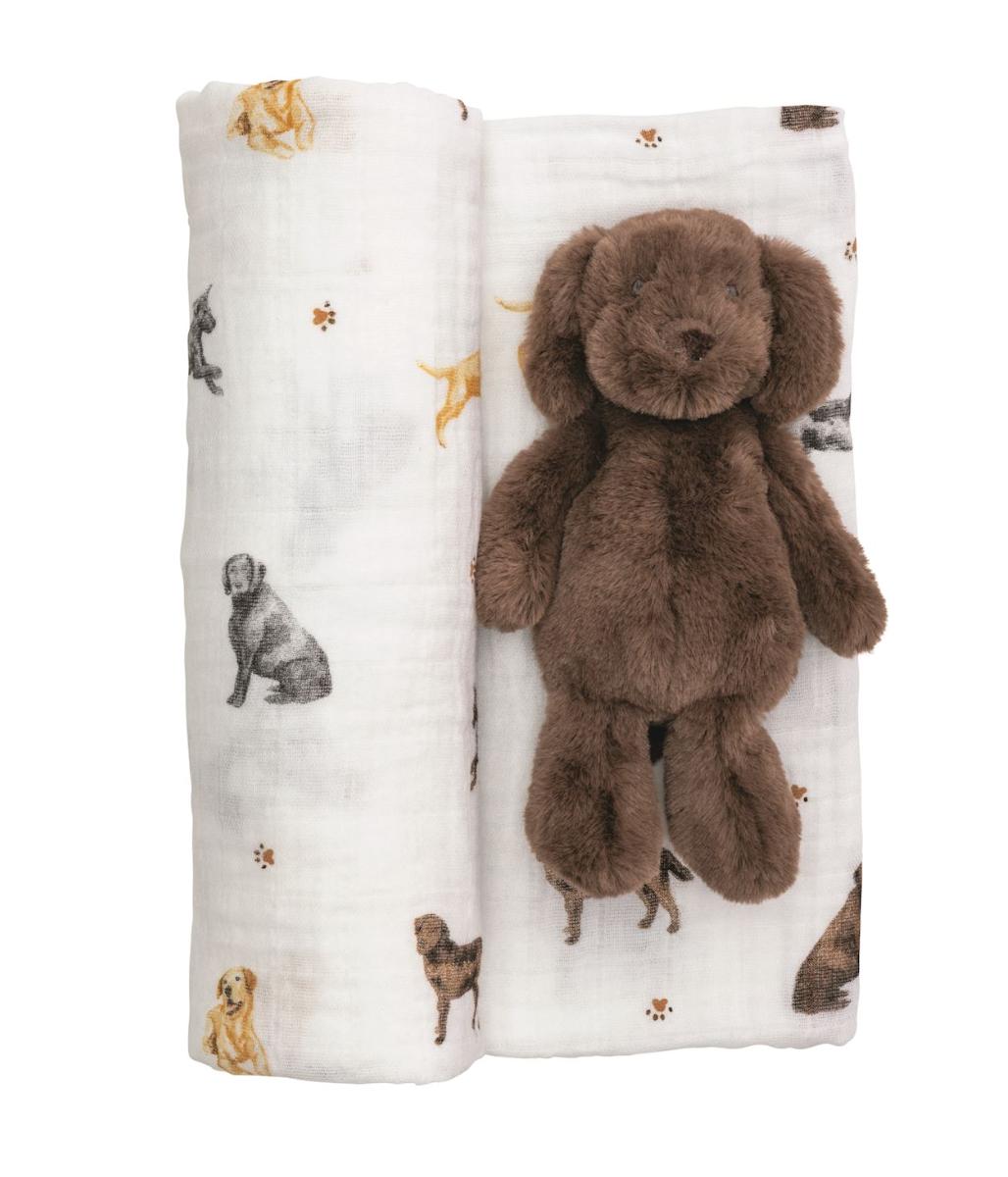 Lab Swaddle & Rattle Set