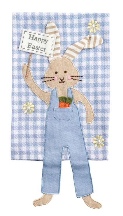 Blue Check Bunny Dangle Leg Towel