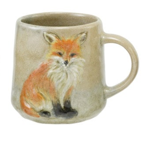 16 oz. Hand-Painted Embossed Stoneware Mug with Animal, 4 Styles