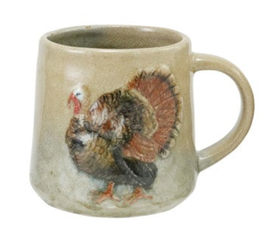 16 oz. Hand-Painted Embossed Stoneware Mug with Animal, 4 Styles