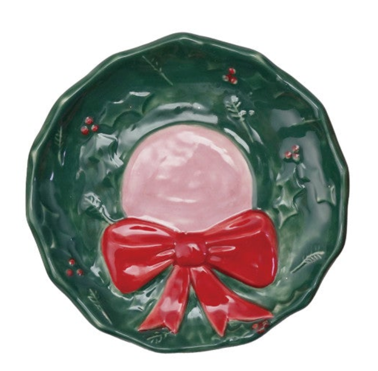Hand-Painted Stoneware Holiday Icon Shaped Dish, 4 Styles