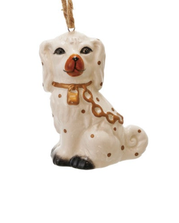 2-3/4"H Ceramic Staffordshire Dog Ornament, Gold Finish, 2 Styles