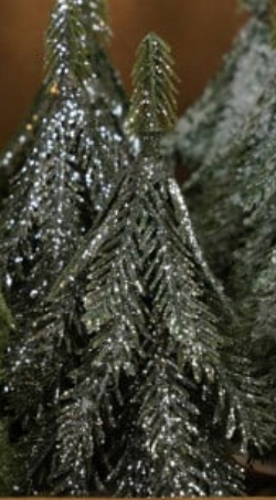 Faux Evergreen Trees with Natural Wood Slice Bases