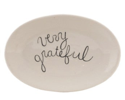 Stoneware Plate with Fall Saying, White & Black, 4 Styles
