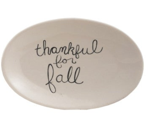 Stoneware Plate with Fall Saying, White & Black, 4 Styles