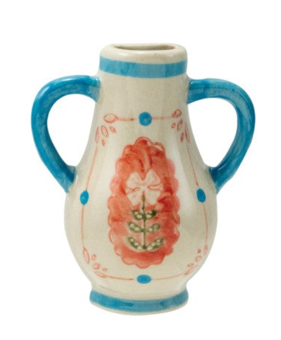 Hand-Painted Stoneware Mini Vase Magnet w/ Design, 6 Styles