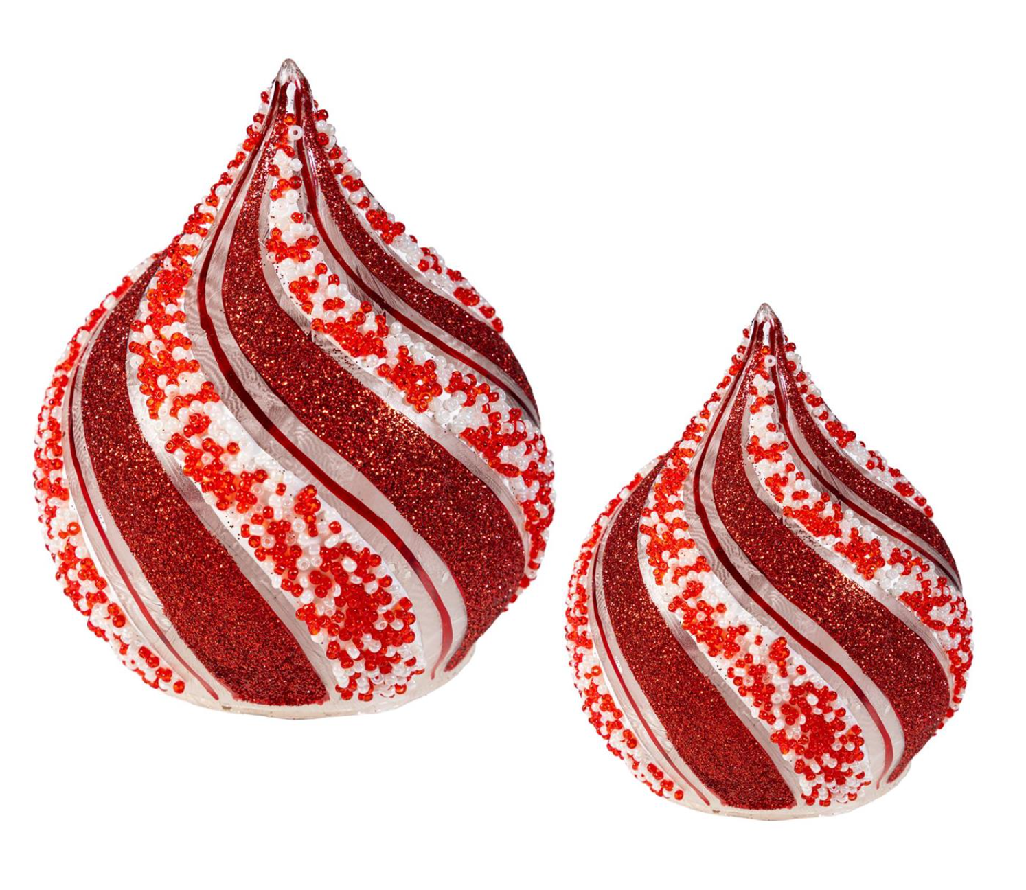 Sugar & Stripes LED Glass Teardrop Peppermint Striped