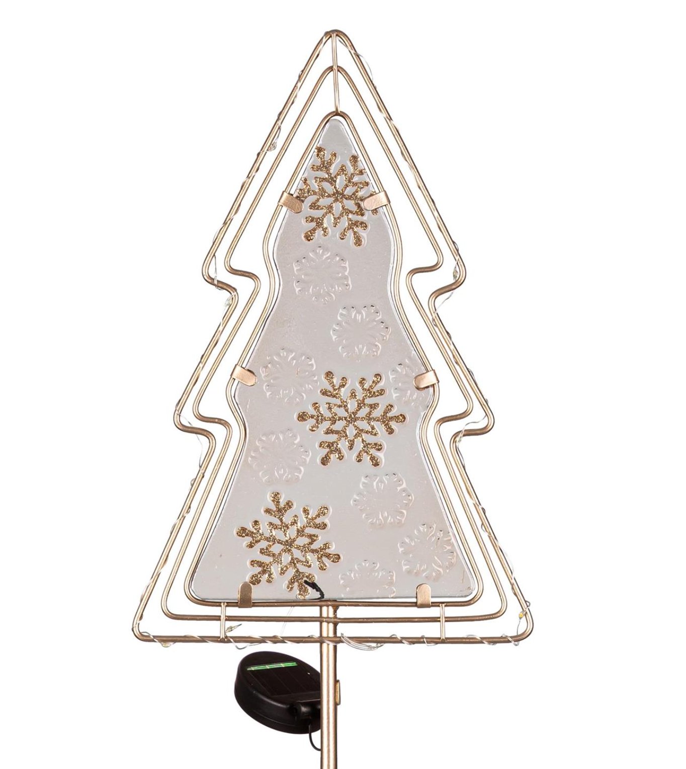 Pearl and Pine Garden Stake, Metal and Glass Christmas Solar, 36"H