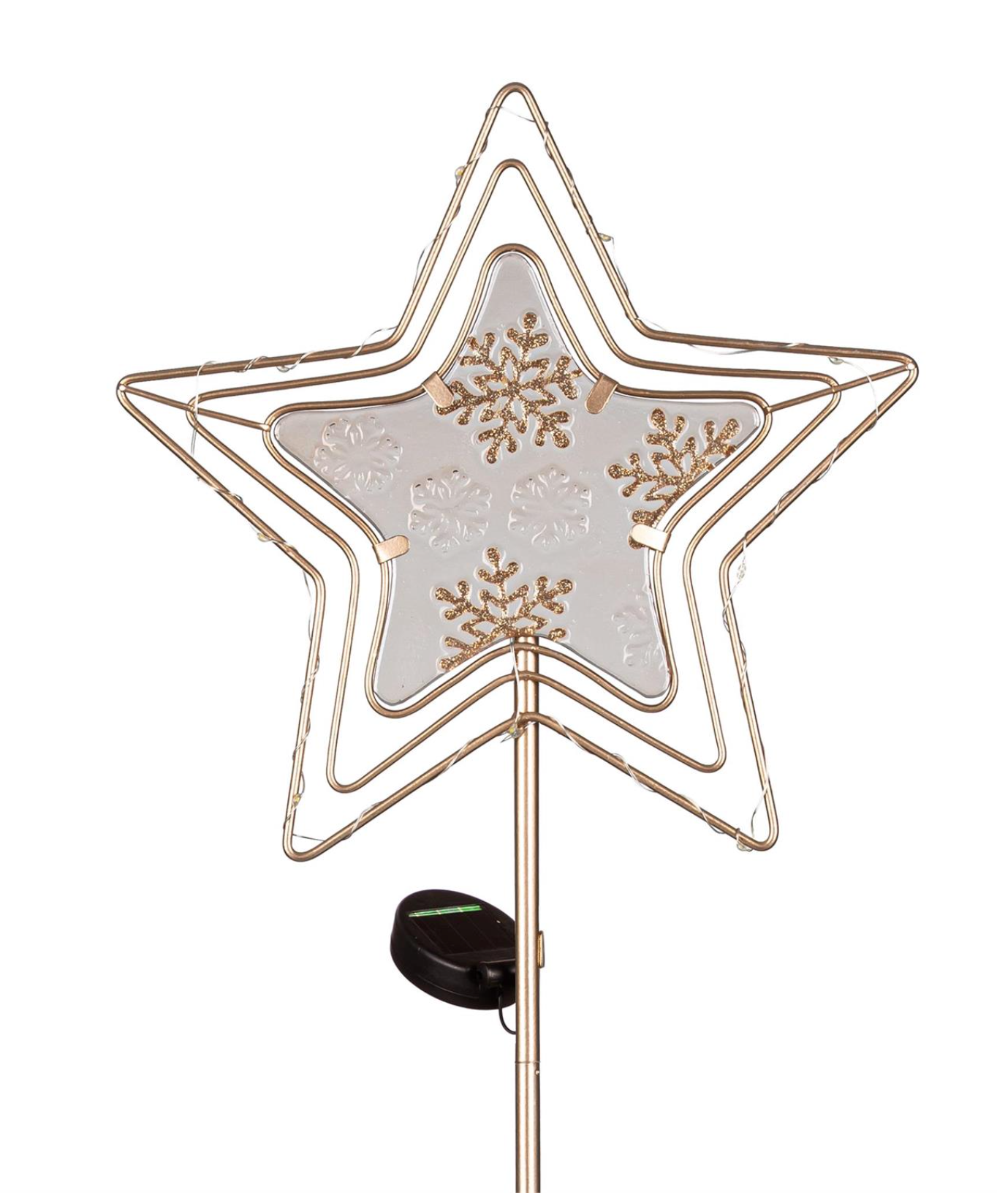 Pearl and Pine Garden Stake, Metal and Glass Christmas Solar, 36"H