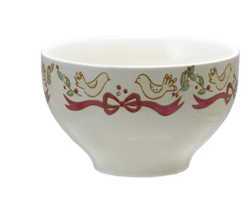 4-1/2" Round x 2-3/4"H Stoneware Bowl with Bows, 4 Styles
