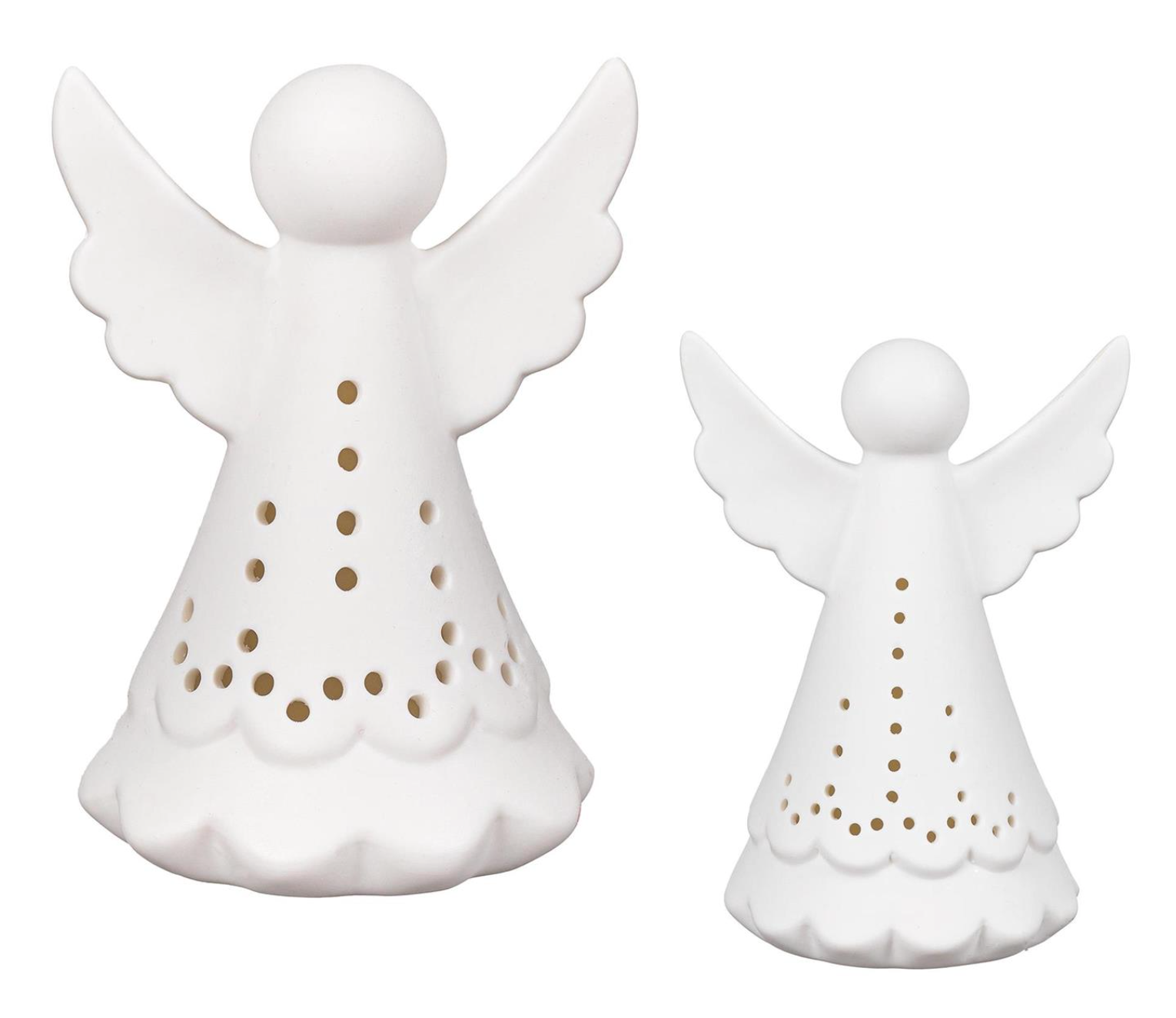 VivaStyle Playful Poinsettia LED Ceramic Angel