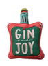 Cotton Printed Bottle Shaped Pillow with Applique, Beads & Velvet Back, 3 Styles