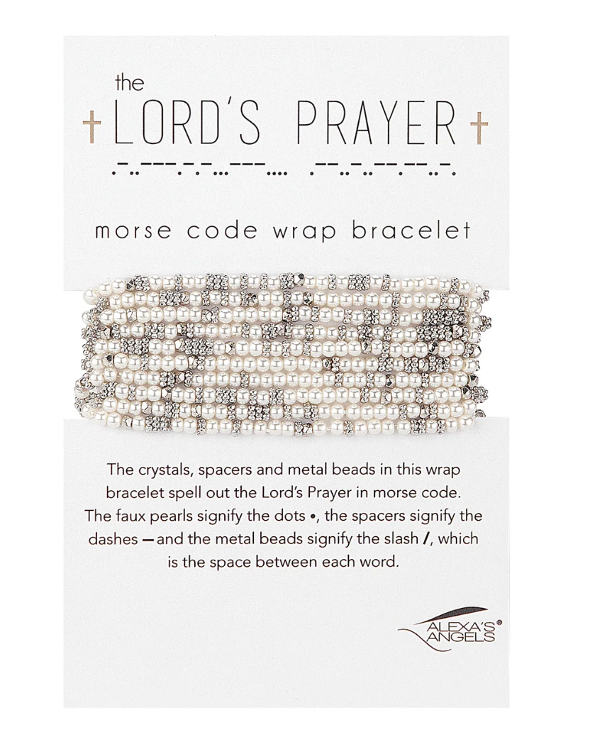 Alexa's Angels Lord's Prayer Morse Code Wrap - Bracelet or Necklace, Assorted Styles