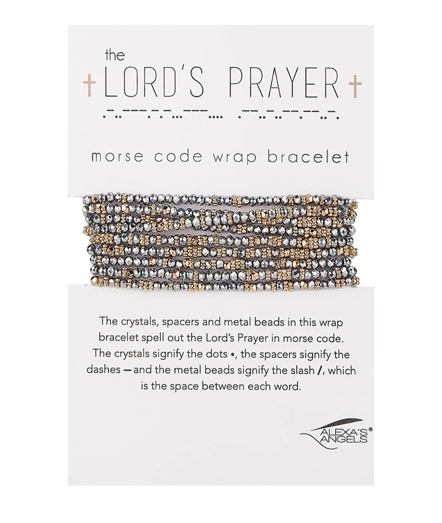 Alexa's Angels Lord's Prayer Morse Code Wrap - Bracelet or Necklace, Assorted Styles
