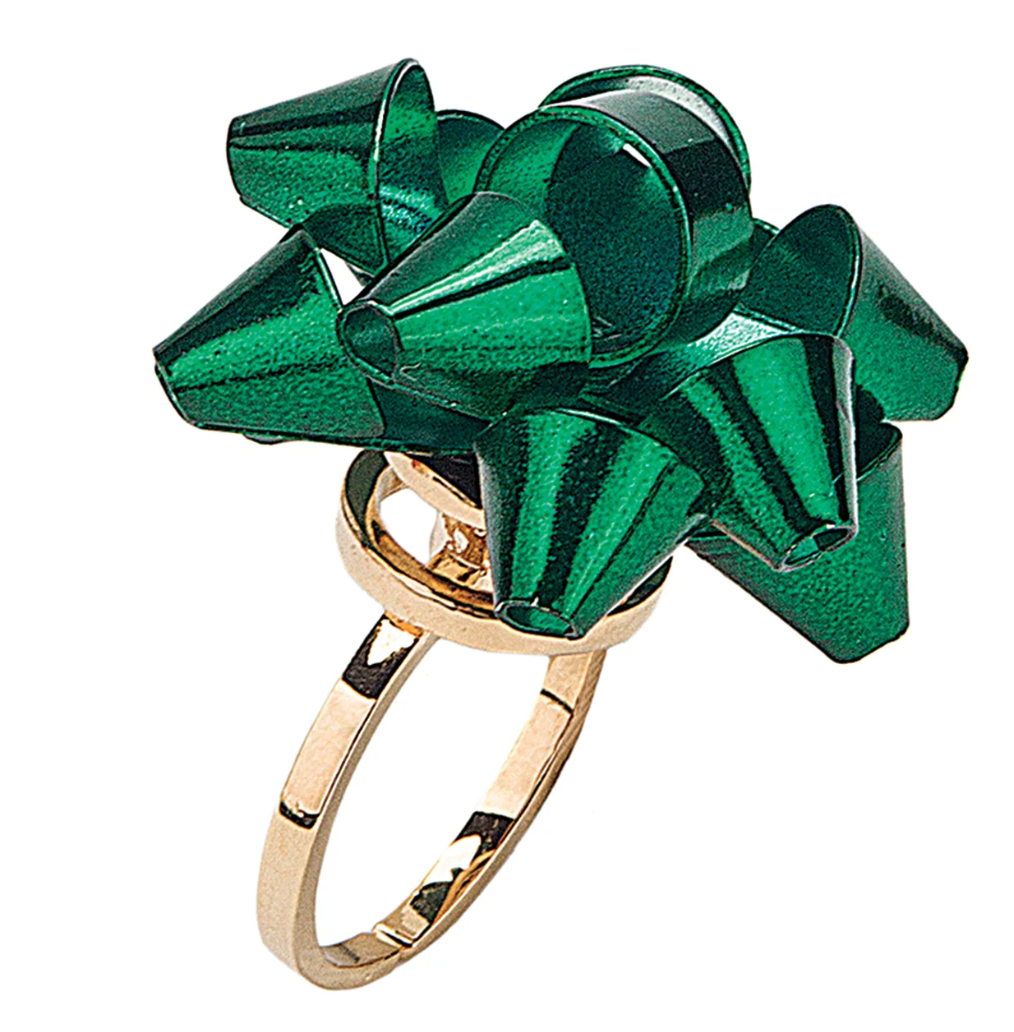 Roman Christmas Bow Adjustable Spin Ring
