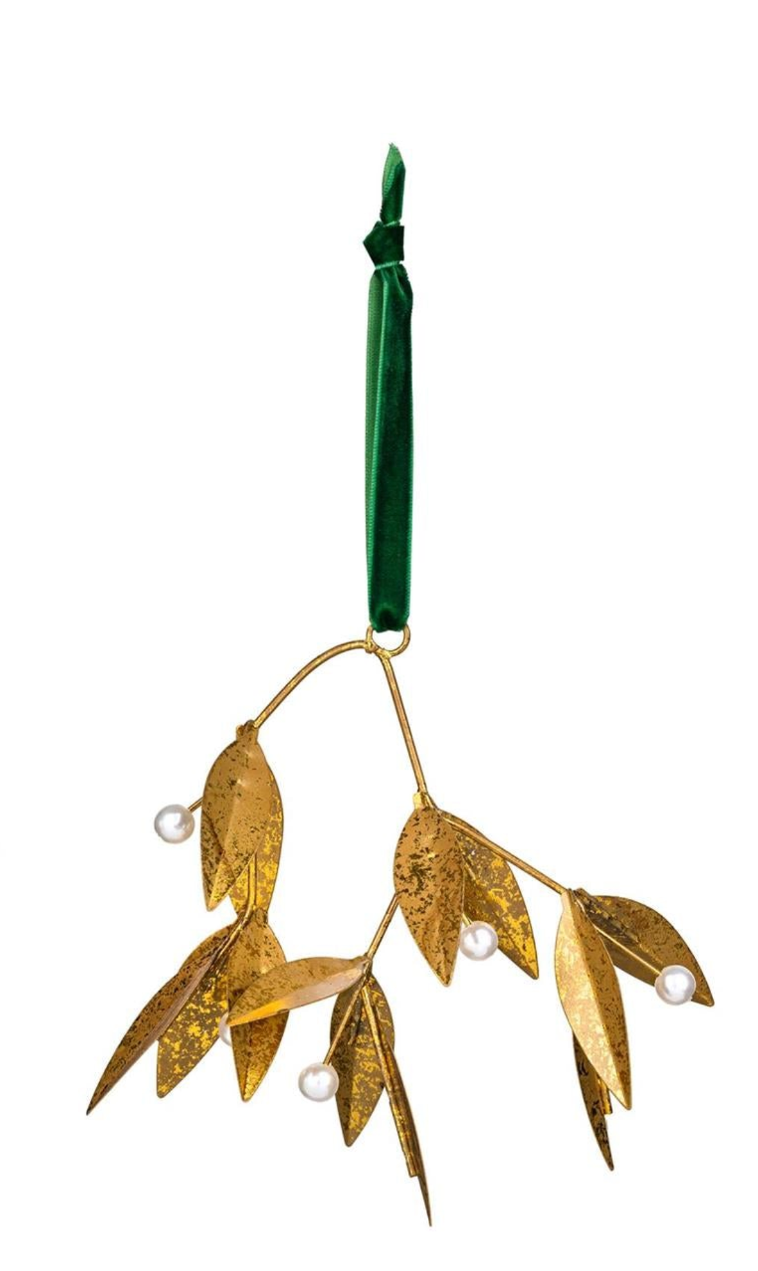 Shades of Emerald Metal Mistletoe Ornament