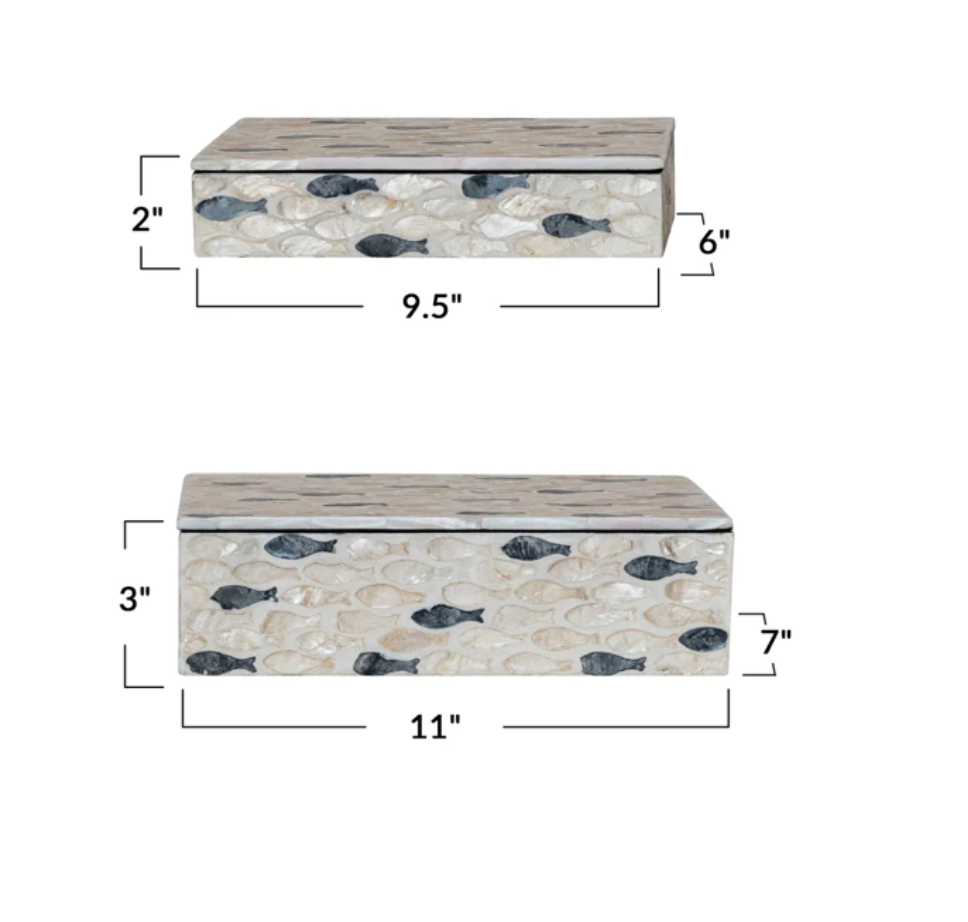 MDF & Capiz Boxes w/ Inlaid Fish