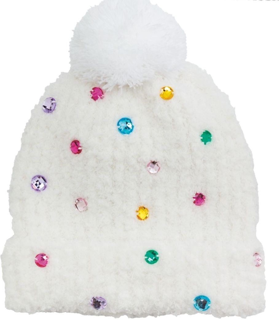 Rainbow Dots Rhinestone Beanie Hat By Mud Pie