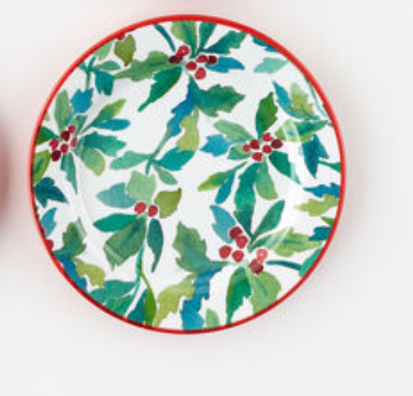 Holly and Berries "Enamel" Plate - Melamine