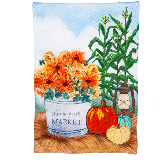 Farm Fresh Market Garden Burlap Flag