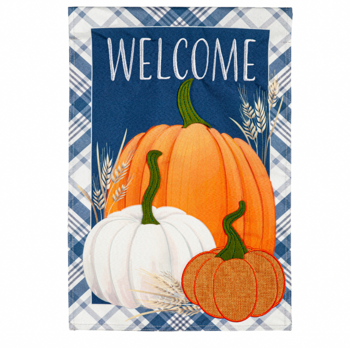 Plaid Pumpkins Garden Linen Flag