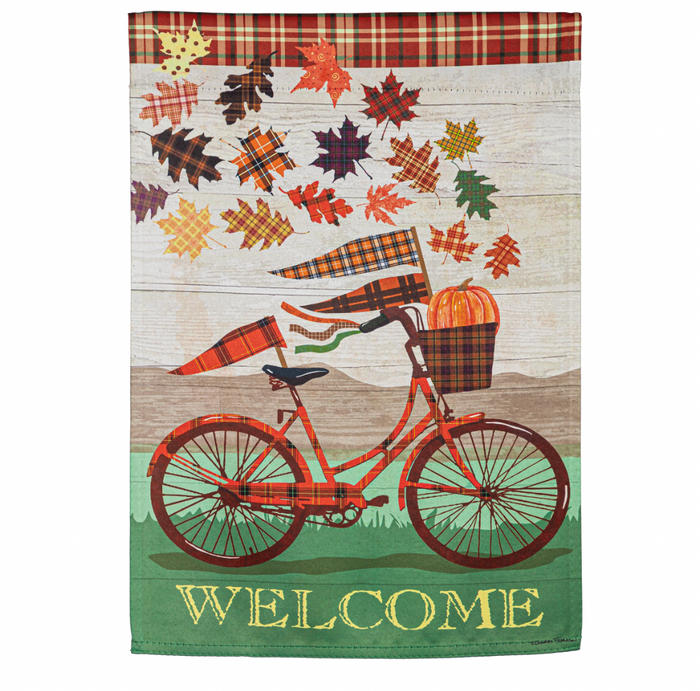 Fall Bicycle Garden Suede Flag