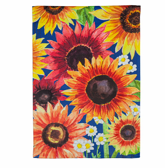 Multi-Color Fall Sunflowers Garden Suede Flag