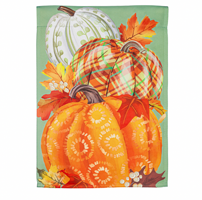 Painted Fall Pumpkins Garden Suede Flag