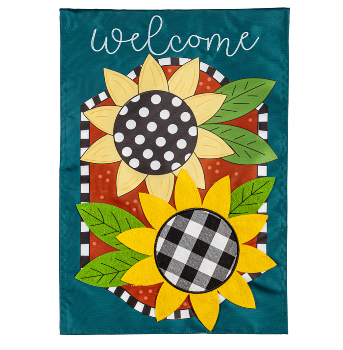 Patterned Sunflower Garden Applique Flag