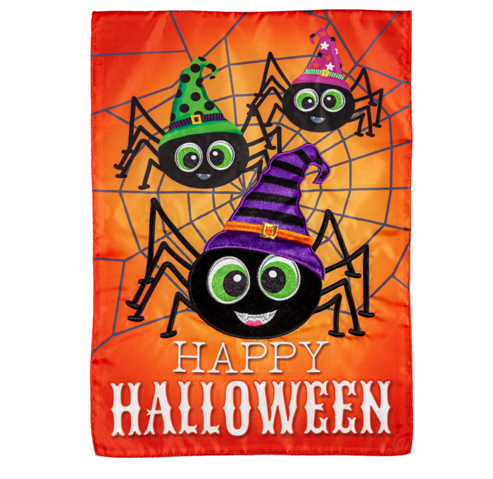 Happy Halloween Spiders Garden Applique Flag