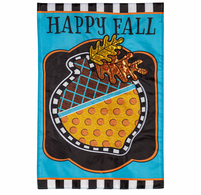 Happy Fall Acorn Garden Applique Flag