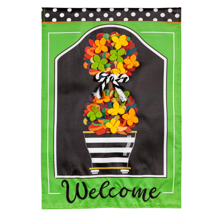 Fall Topiary Welcome Garden Applique Flag