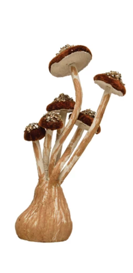 Velvet, Foam & Paper Mushroom - 4 Colors