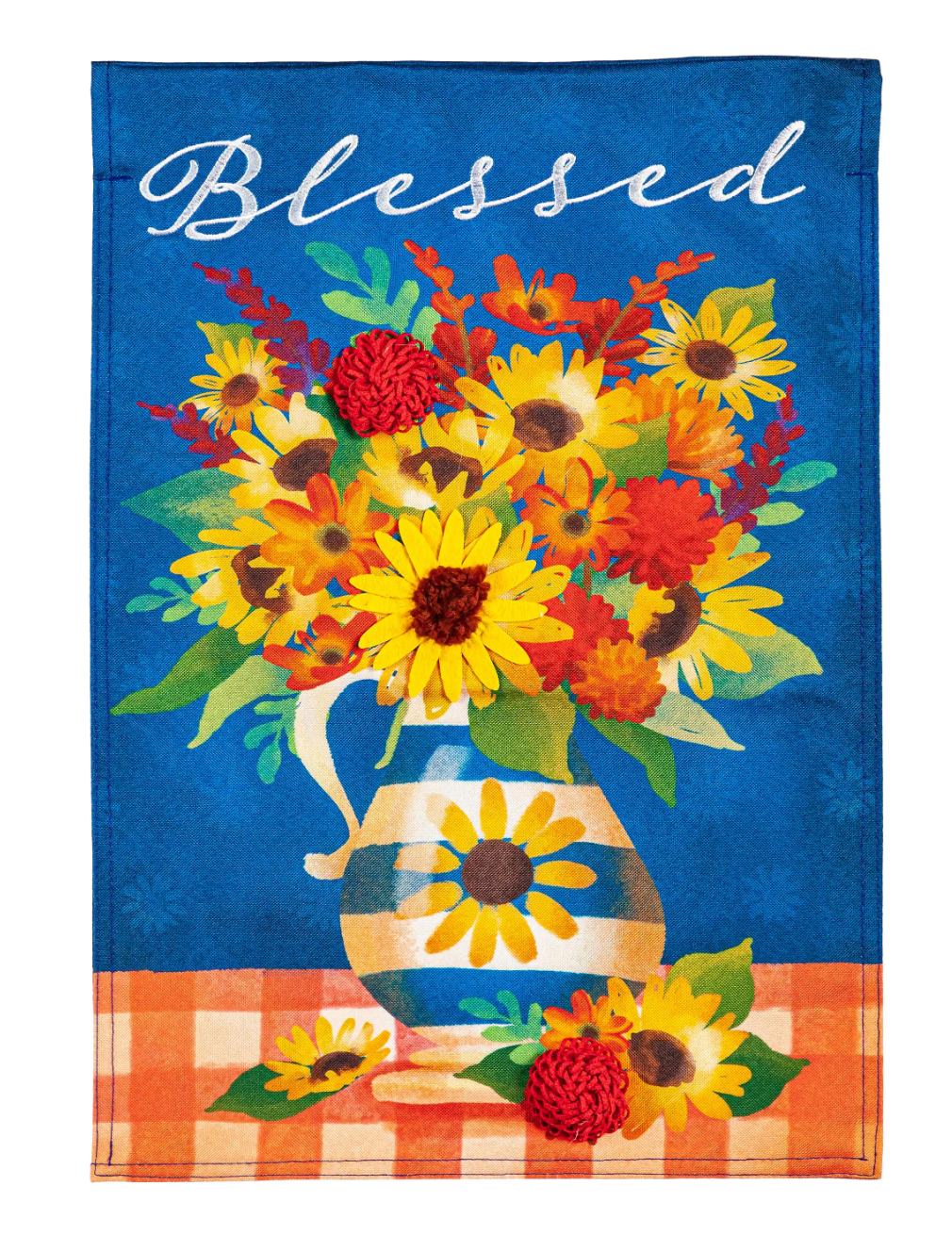 Blessed Floral Arrangement Garden Linen Flag - A. Dodson's
