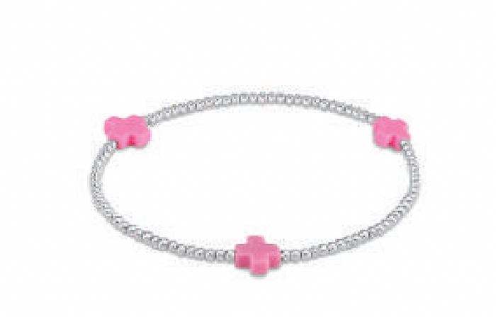 signature cross sterling pattern 2mm bead bracelet - bright pink by enewton