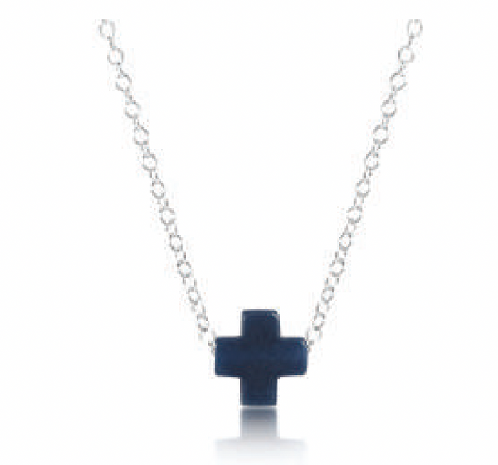 16" necklace sterling - signature cross - navy by enewton