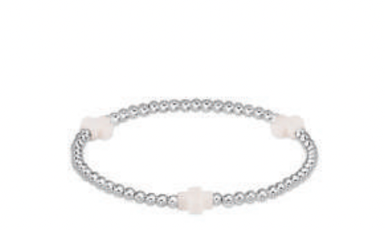 signature cross sterling pattern 3mm bead bracelet - off white by enewton