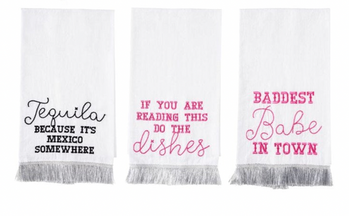 Silver Fringe Tea Towel - 3 Styles