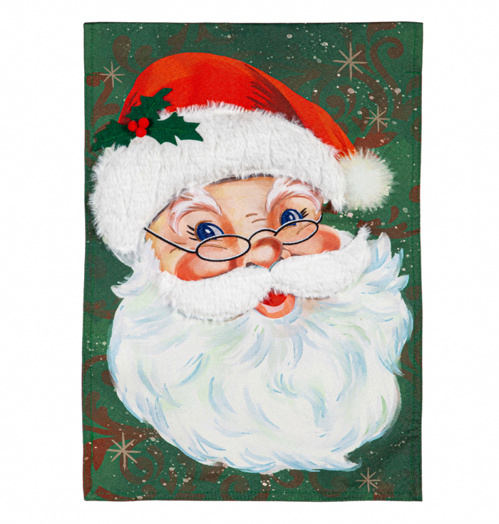 Merry Santa Linen Garden Flag