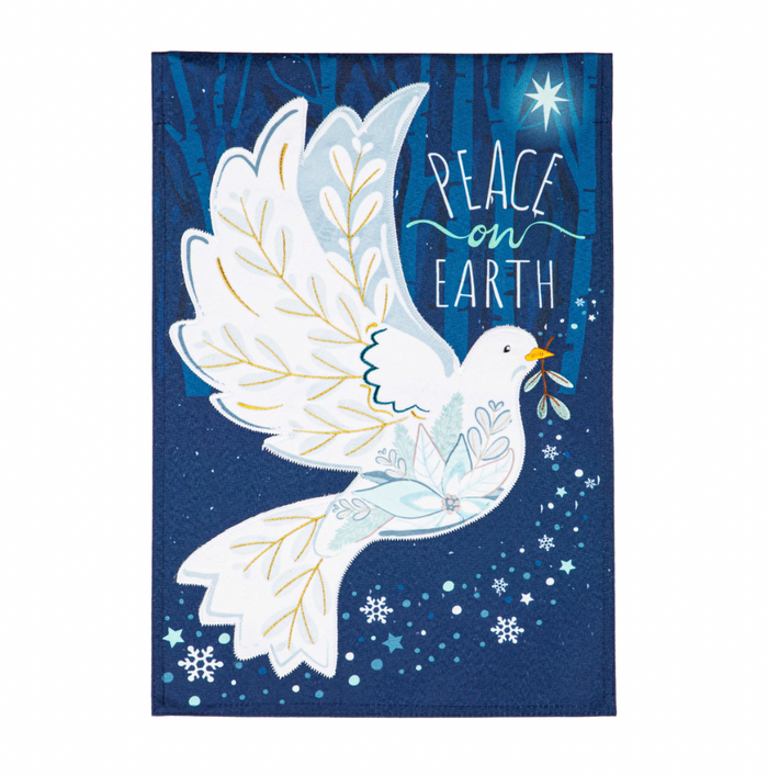 Peace on Earth Dove Linen Garden Flag