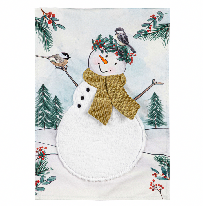 Snowman Linen Garden Flag