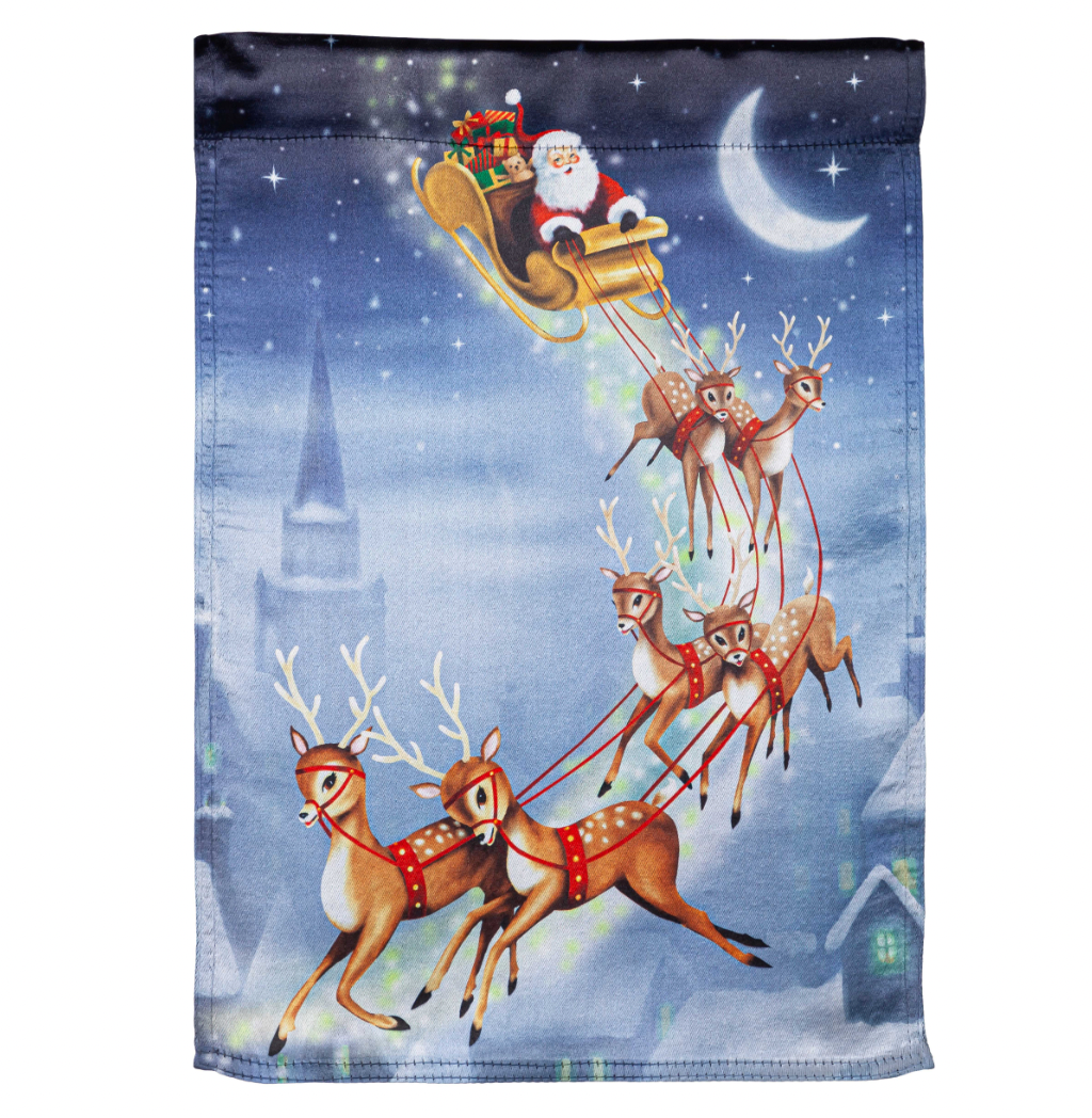 Santa Sleigh Lustre Garden Flag - A. Dodson's
