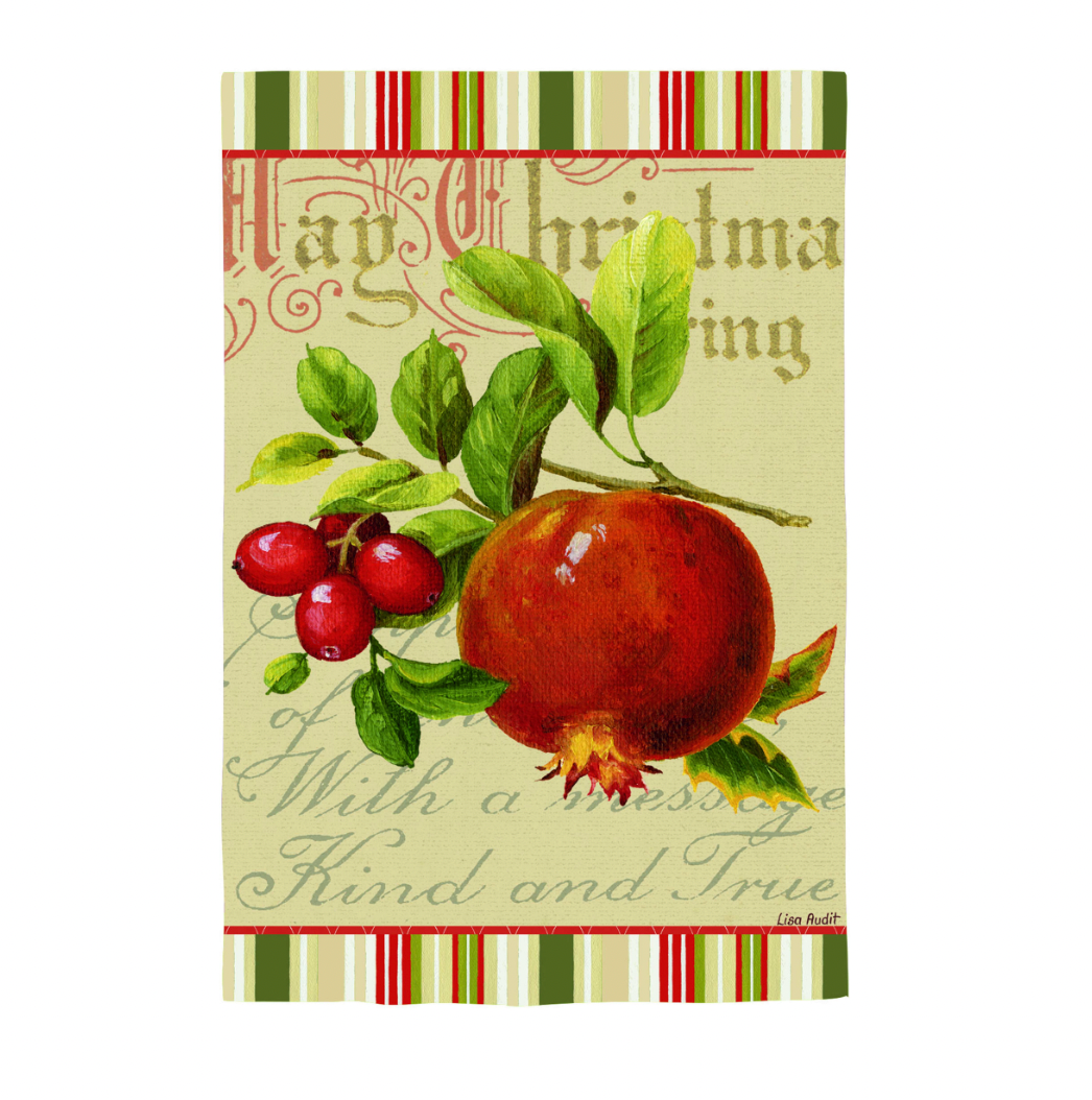 Pear and Pomegranates Lustre Reversible Garden Flag - A. Dodson's