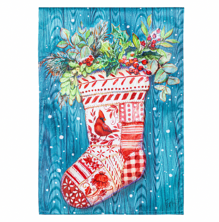 Christmas Stocking Moire Garden Flag