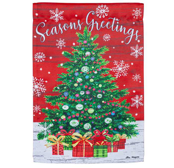 Seasons Greeting Trees Suede Garden Flag