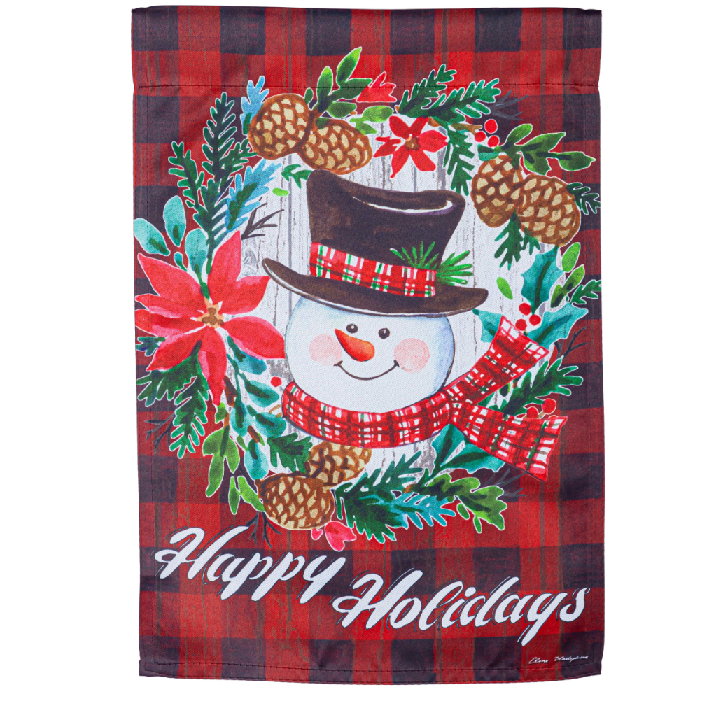Happy Holiday Snowman Suede Garden Flag - A. Dodson's