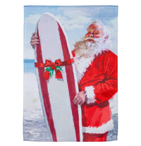 Santa with his Surfboard Suede Garden Flag
