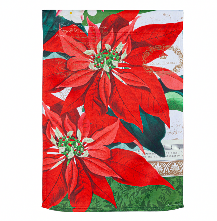 Elegant Poinsettia Suede Garden Flag