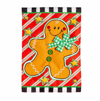 Patterned Gingerbread Man Applique Garden Flag