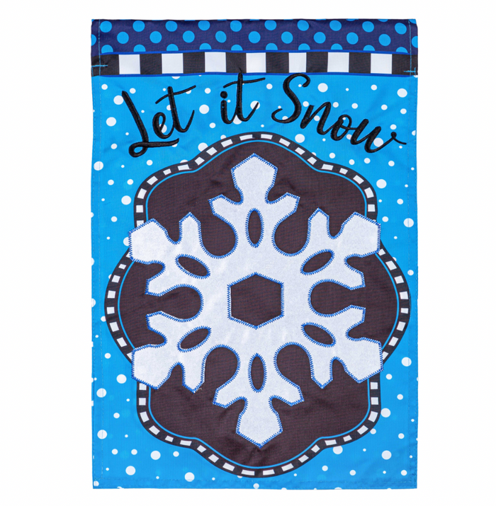 Patterned Snowflake Applique Garden Flag